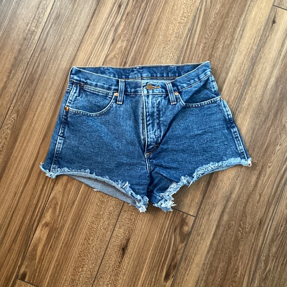 Wrangler jean shorts, size 28, distressed edges
